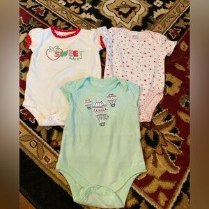 0-3M Sweet Baby Girl Onesie Bundle,White, Pink, and Mint
